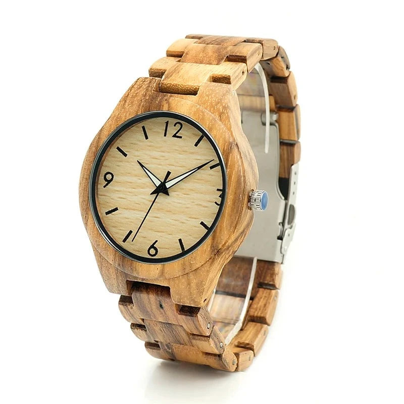 Men's Wooden Case Mens Wristwatch