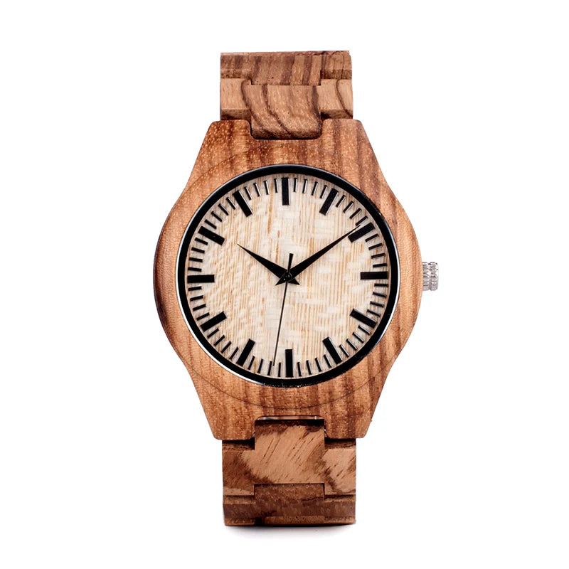 Zebra Wooden Watches Men's Luxury Quartz Wristwatch with Japan Movement