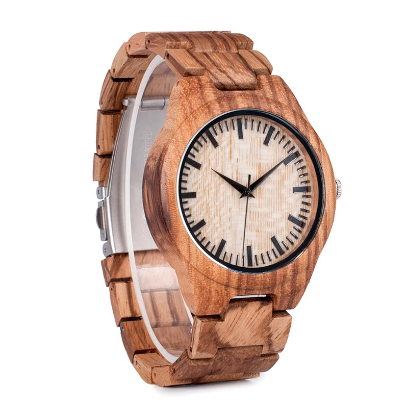 Zebra Wooden Watches Men's Luxury Quartz Wristwatch with Japan Movement