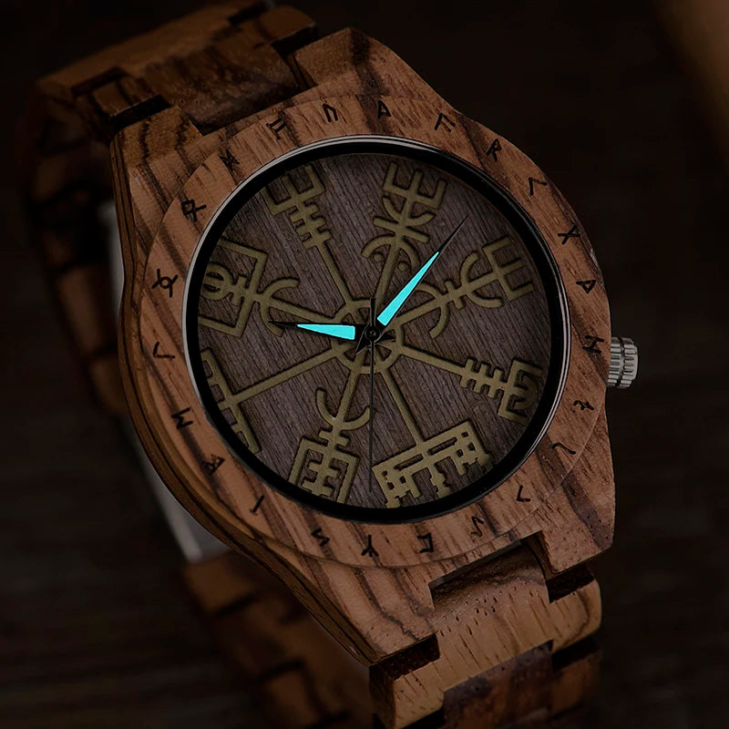 Viking Men's Wooden Watch, Wood Wristwatch